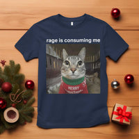 Rage Is Consuming Me Christmas T Shirt Funny Silly Staring Cat Meme Xmas Ugly Sweater - Wonder Print Shop