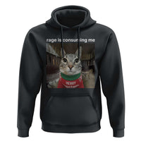 Rage Is Consuming Me Christmas Hoodie Funny Silly Staring Cat Meme Xmas Ugly Sweater - Wonder Print Shop