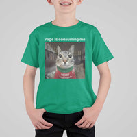 Rage Is Consuming Me Christmas T Shirt For Kid Funny Silly Staring Cat Meme Xmas Ugly Sweater - Wonder Print Shop