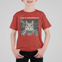 Rage Is Consuming Me Christmas T Shirt For Kid Funny Silly Staring Cat Meme Xmas Ugly Sweater - Wonder Print Shop
