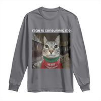 Rage Is Consuming Me Christmas Long Sleeve Shirt Funny Silly Staring Cat Meme Xmas Ugly Sweater - Wonder Print Shop