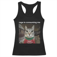 Rage Is Consuming Me Christmas Racerback Tank Top Funny Silly Staring Cat Meme Xmas Ugly Sweater - Wonder Print Shop