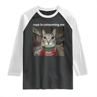 Rage Is Consuming Me Christmas Raglan Shirt Funny Silly Staring Cat Meme Xmas Ugly Sweater - Wonder Print Shop