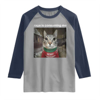 Rage Is Consuming Me Christmas Raglan Shirt Funny Silly Staring Cat Meme Xmas Ugly Sweater - Wonder Print Shop