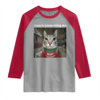 Rage Is Consuming Me Christmas Raglan Shirt Funny Silly Staring Cat Meme Xmas Ugly Sweater - Wonder Print Shop