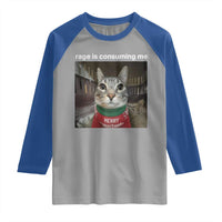 Rage Is Consuming Me Christmas Raglan Shirt Funny Silly Staring Cat Meme Xmas Ugly Sweater - Wonder Print Shop