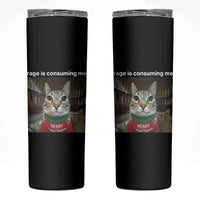 Rage Is Consuming Me Christmas Skinny Tumbler Funny Silly Staring Cat Meme Xmas Ugly Sweater - Wonder Print Shop