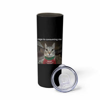 Rage Is Consuming Me Christmas Skinny Tumbler Funny Silly Staring Cat Meme Xmas Ugly Sweater - Wonder Print Shop