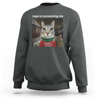 Rage Is Consuming Me Christmas Sweatshirt Funny Silly Staring Cat Meme Xmas Ugly Sweater - Wonder Print Shop
