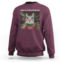 Rage Is Consuming Me Christmas Sweatshirt Funny Silly Staring Cat Meme Xmas Ugly Sweater - Wonder Print Shop