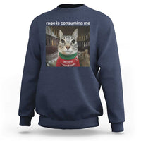 Rage Is Consuming Me Christmas Sweatshirt Funny Silly Staring Cat Meme Xmas Ugly Sweater - Wonder Print Shop