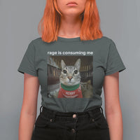 Rage Is Consuming Me Christmas T Shirt For Women Funny Silly Staring Cat Meme Xmas Ugly Sweater - Wonder Print Shop