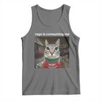 Rage Is Consuming Me Christmas Tank Top Funny Silly Staring Cat Meme Xmas Ugly Sweater - Wonder Print Shop