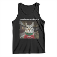 Rage Is Consuming Me Christmas Tank Top Funny Silly Staring Cat Meme Xmas Ugly Sweater - Wonder Print Shop