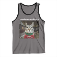 Rage Is Consuming Me Christmas Tank Top Funny Silly Staring Cat Meme Xmas Ugly Sweater - Wonder Print Shop