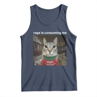 Rage Is Consuming Me Christmas Tank Top Funny Silly Staring Cat Meme Xmas Ugly Sweater - Wonder Print Shop
