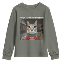 Rage Is Consuming Me Christmas Youth Sweatshirt Funny Silly Staring Cat Meme Xmas Ugly Sweater - Wonder Print Shop