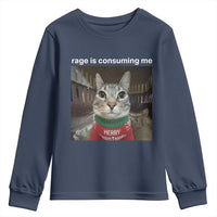 Rage Is Consuming Me Christmas Youth Sweatshirt Funny Silly Staring Cat Meme Xmas Ugly Sweater - Wonder Print Shop