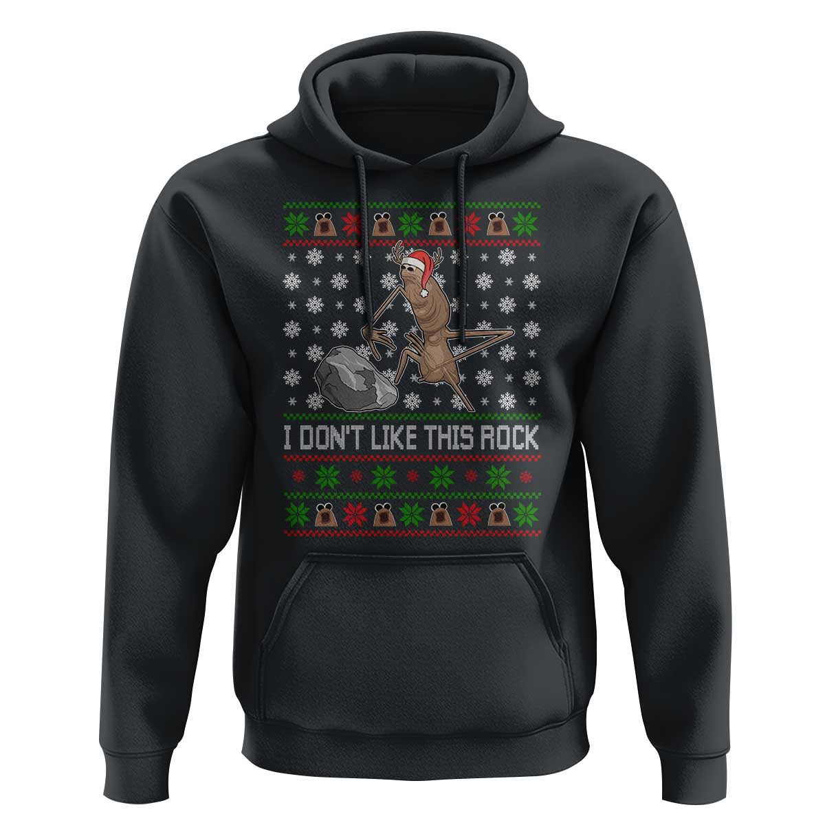 Funny Marcus The Worm Christmas Hoodie I Dont Like This Rock Xmas Holiday - Wonder Print Shop