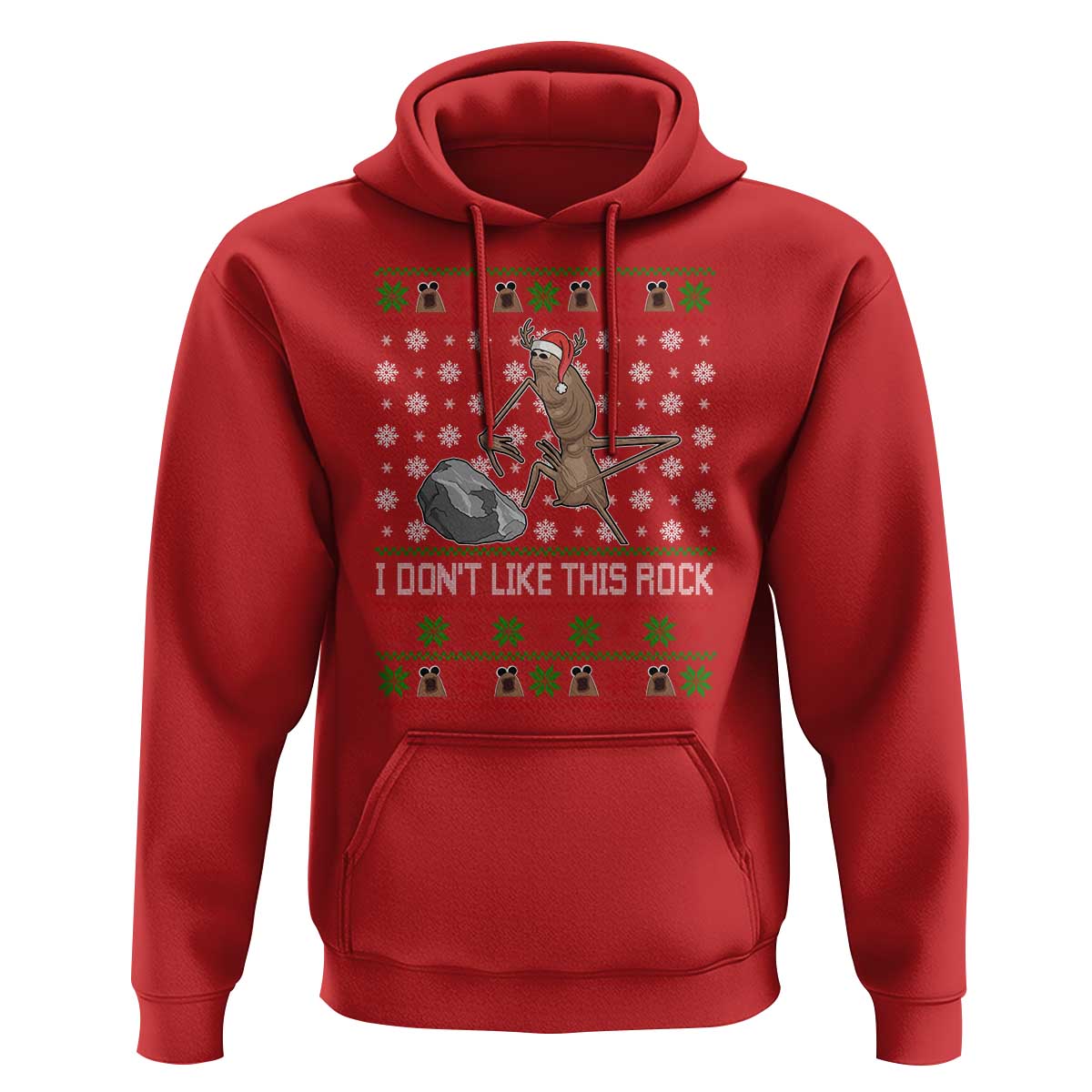 Funny Marcus The Worm Christmas Hoodie I Dont Like This Rock Xmas Holiday - Wonder Print Shop