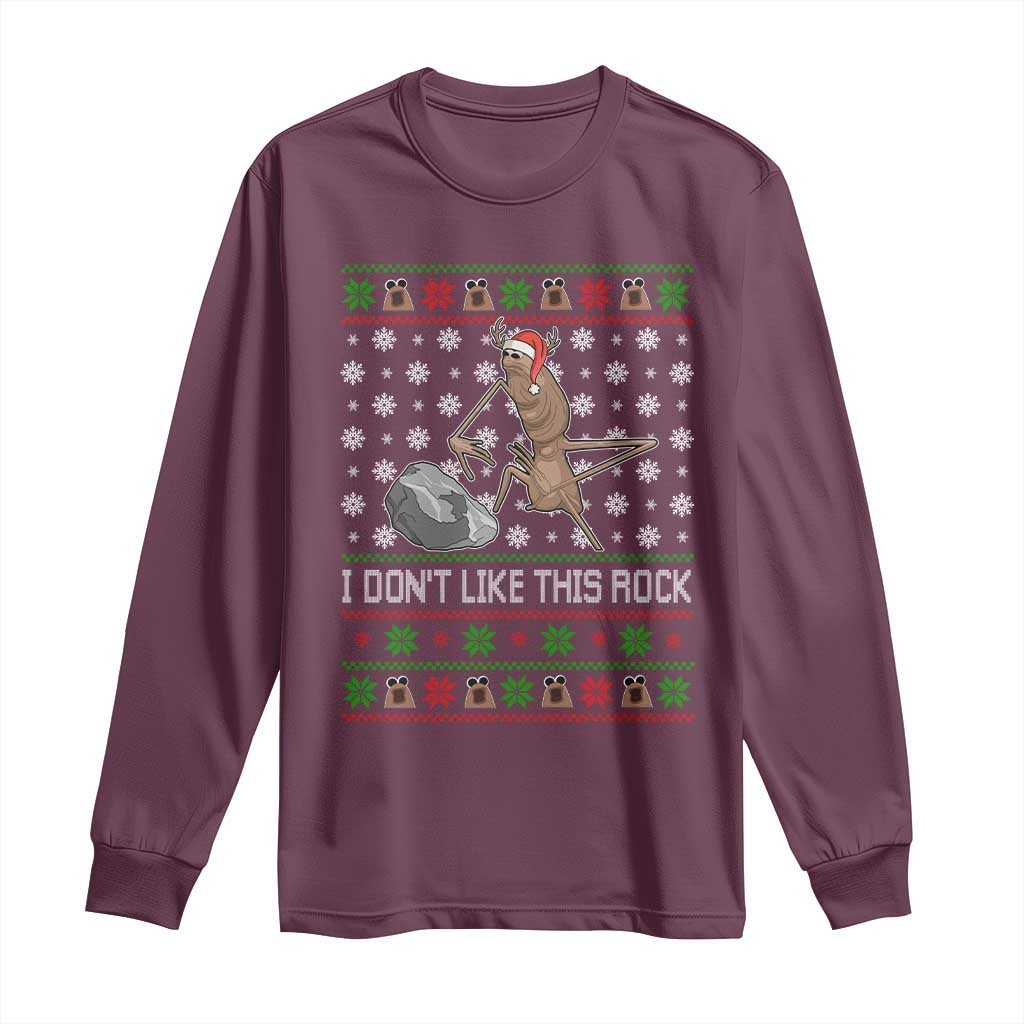 Funny Marcus The Worm Christmas Long Sleeve Shirt I Dont Like This Rock Xmas Holiday - Wonder Print Shop