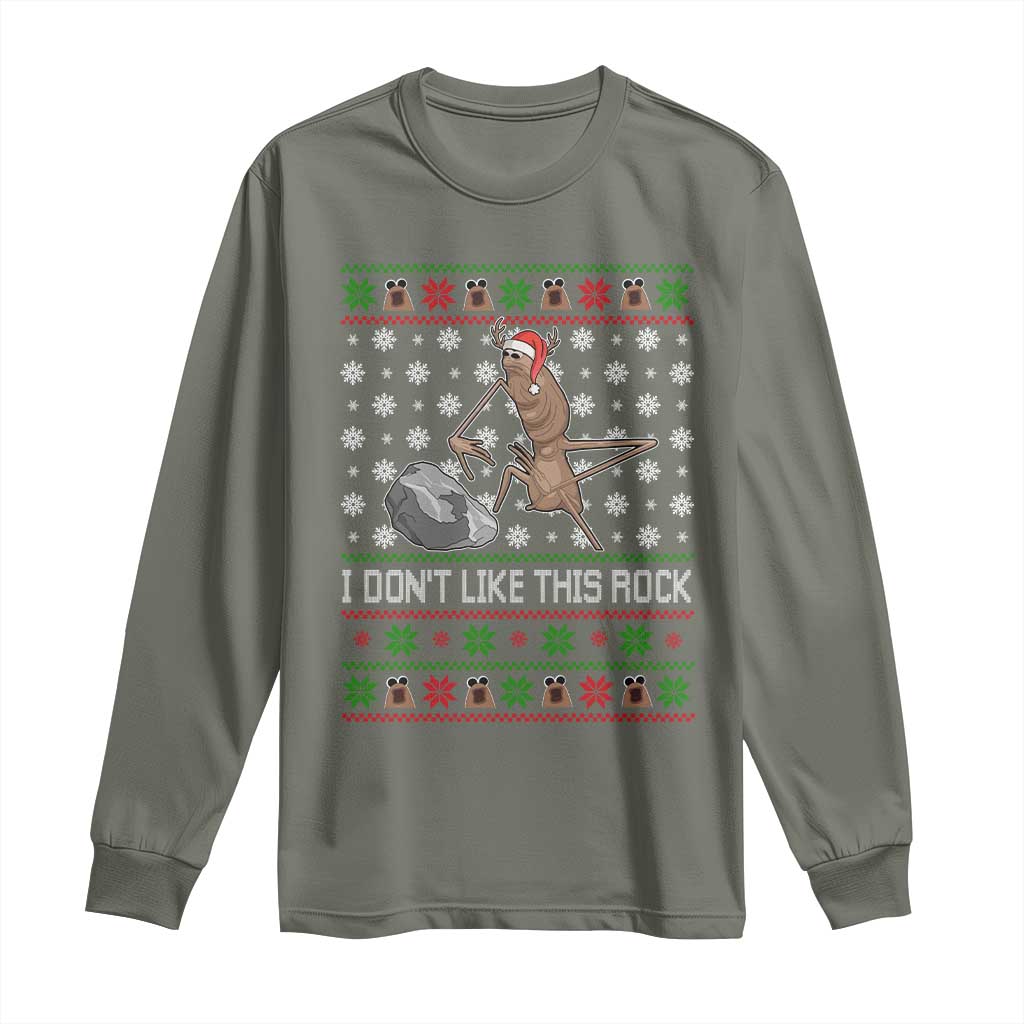 Funny Marcus The Worm Christmas Long Sleeve Shirt I Dont Like This Rock Xmas Holiday - Wonder Print Shop