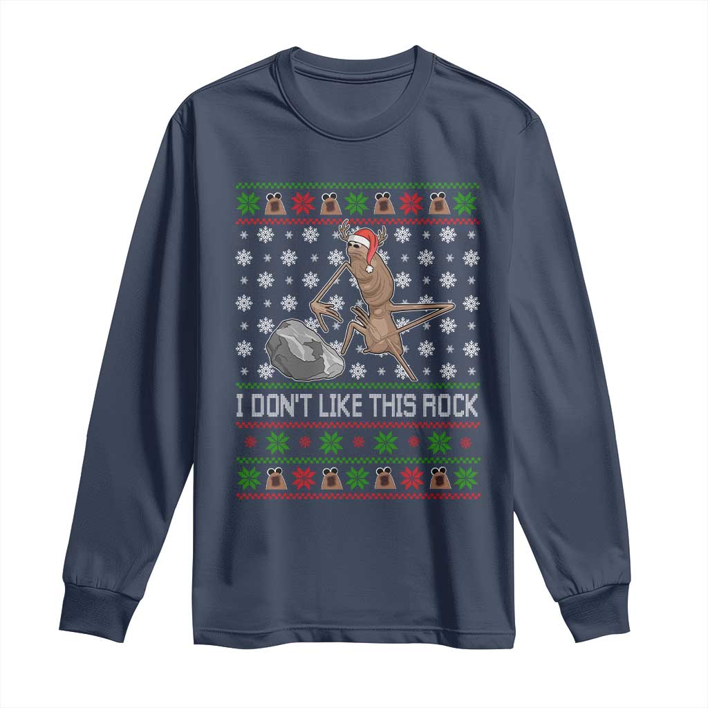 Funny Marcus The Worm Christmas Long Sleeve Shirt I Dont Like This Rock Xmas Holiday - Wonder Print Shop