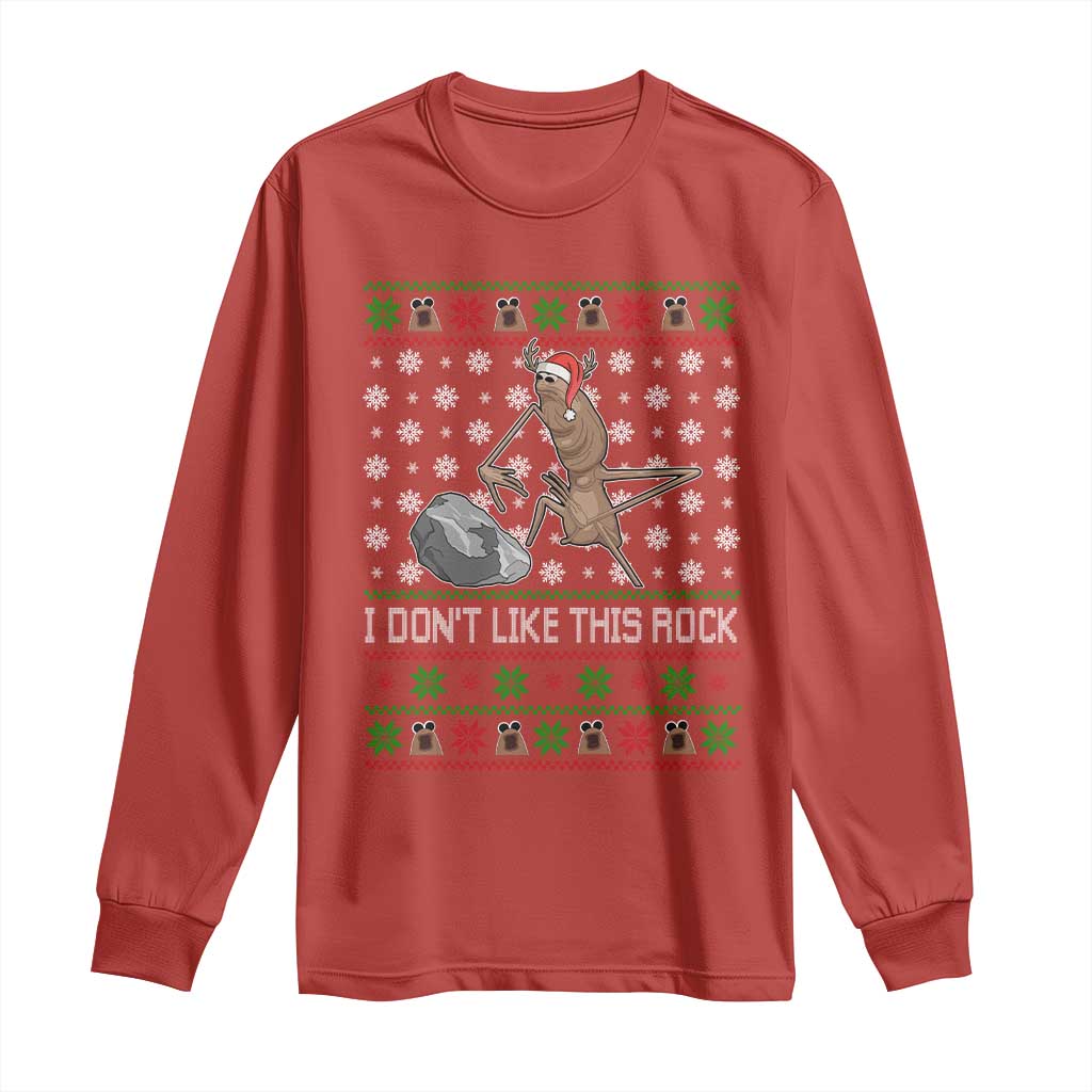 Funny Marcus The Worm Christmas Long Sleeve Shirt I Dont Like This Rock Xmas Holiday - Wonder Print Shop