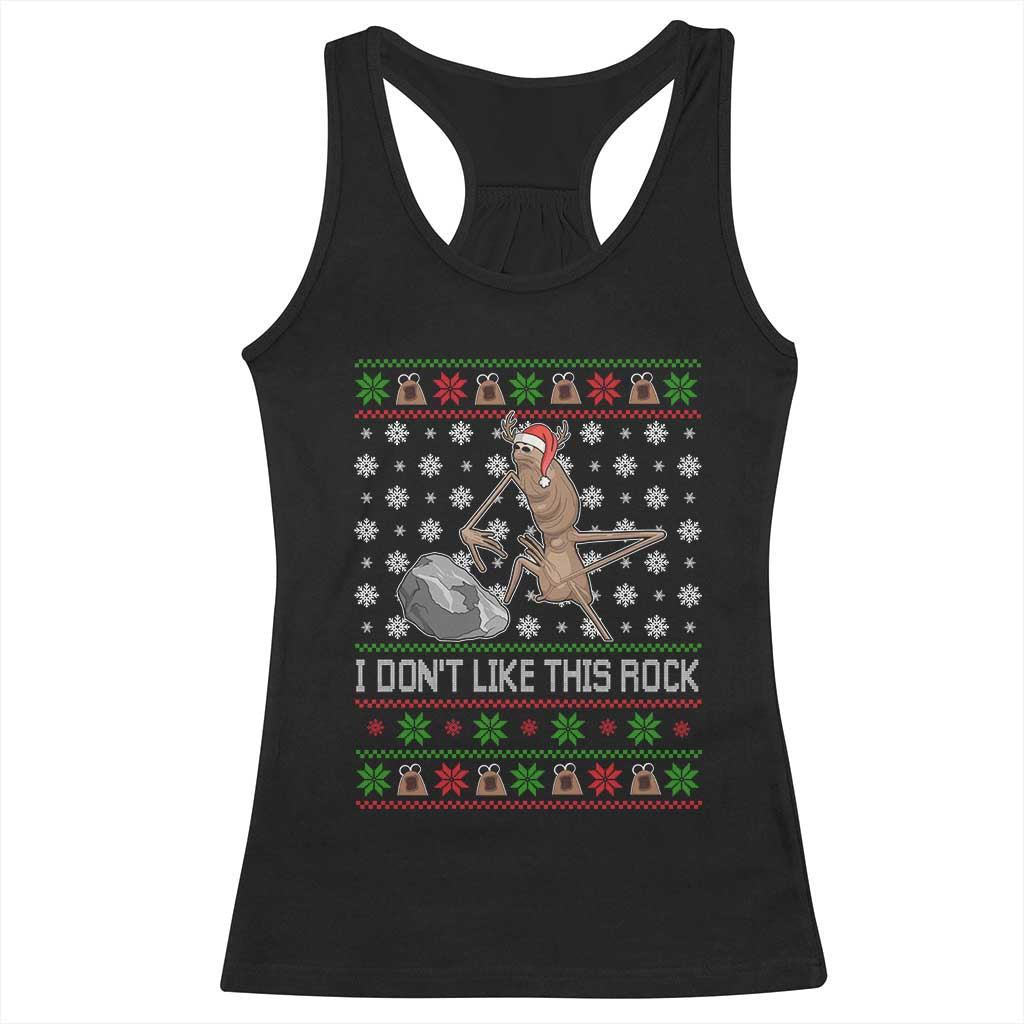 Funny Marcus The Worm Christmas Racerback Tank Top I Dont Like This Rock Xmas Holiday - Wonder Print Shop