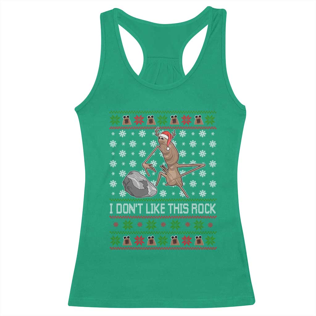 Funny Marcus The Worm Christmas Racerback Tank Top I Dont Like This Rock Xmas Holiday - Wonder Print Shop