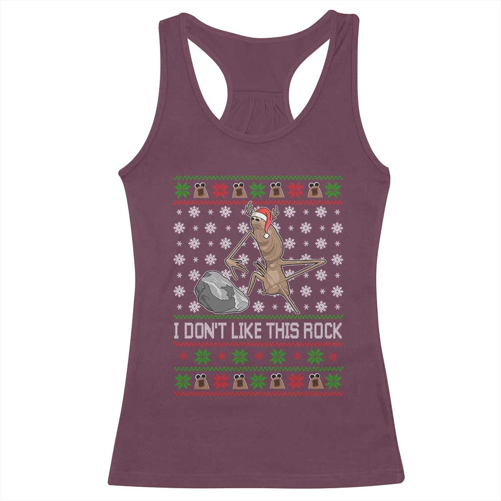 Funny Marcus The Worm Christmas Racerback Tank Top I Dont Like This Rock Xmas Holiday - Wonder Print Shop