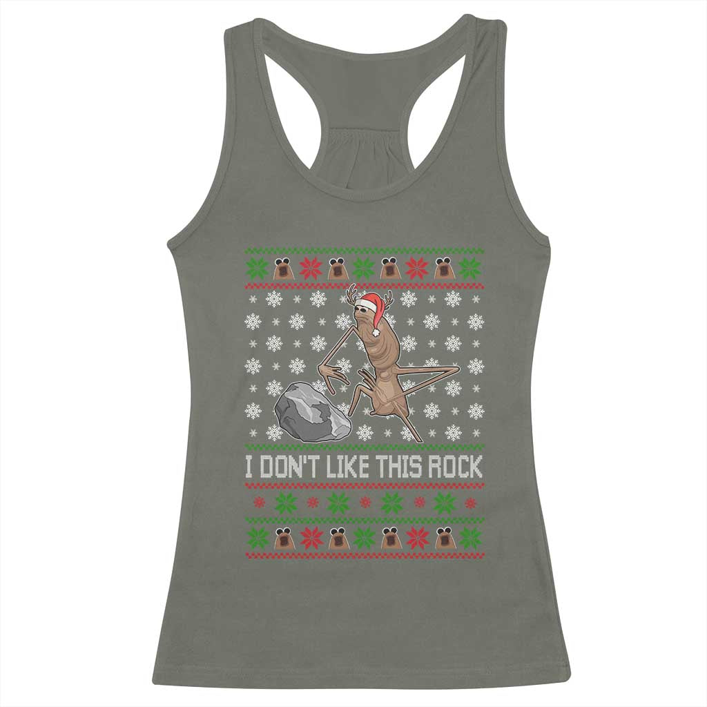 Funny Marcus The Worm Christmas Racerback Tank Top I Dont Like This Rock Xmas Holiday - Wonder Print Shop