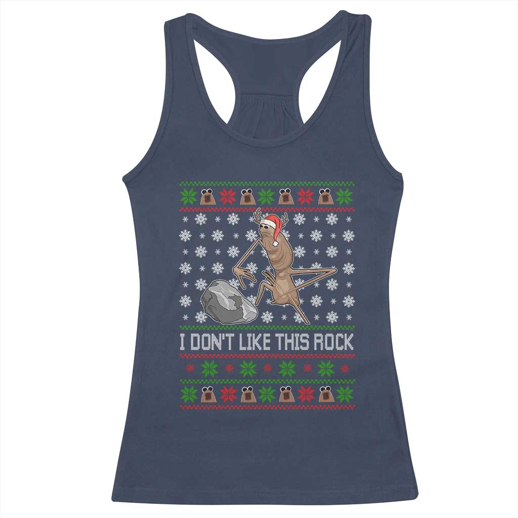 Funny Marcus The Worm Christmas Racerback Tank Top I Dont Like This Rock Xmas Holiday - Wonder Print Shop
