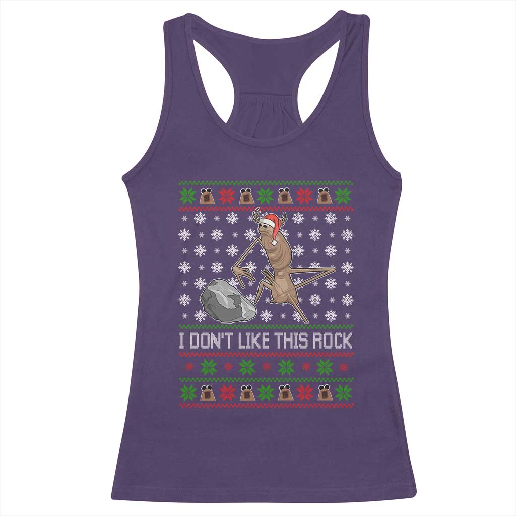 Funny Marcus The Worm Christmas Racerback Tank Top I Dont Like This Rock Xmas Holiday - Wonder Print Shop