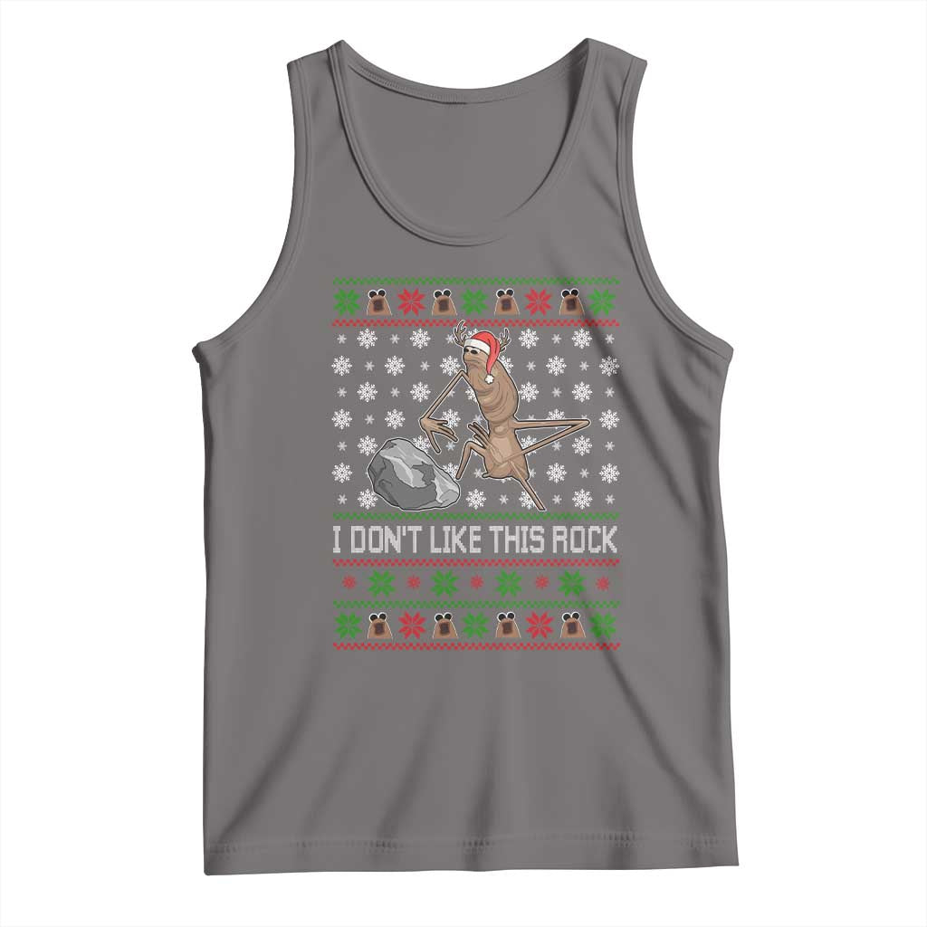Funny Marcus The Worm Christmas Tank Top I Dont Like This Rock Xmas Holiday - Wonder Print Shop