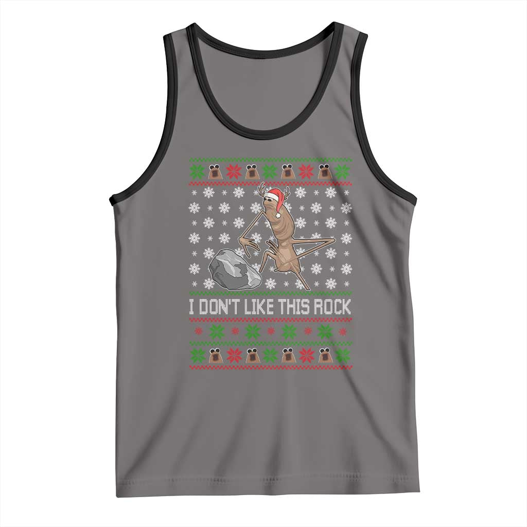 Funny Marcus The Worm Christmas Tank Top I Dont Like This Rock Xmas Holiday - Wonder Print Shop