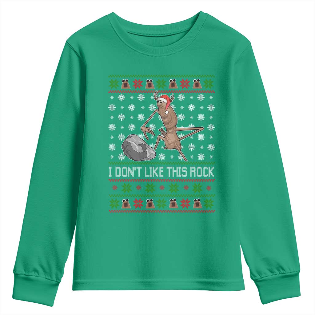 Funny Marcus The Worm Christmas Youth Sweatshirt I Dont Like This Rock Xmas Holiday - Wonder Print Shop