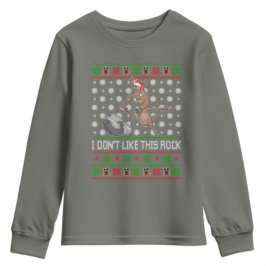 Funny Marcus The Worm Christmas Youth Sweatshirt I Dont Like This Rock Xmas Holiday - Wonder Print Shop