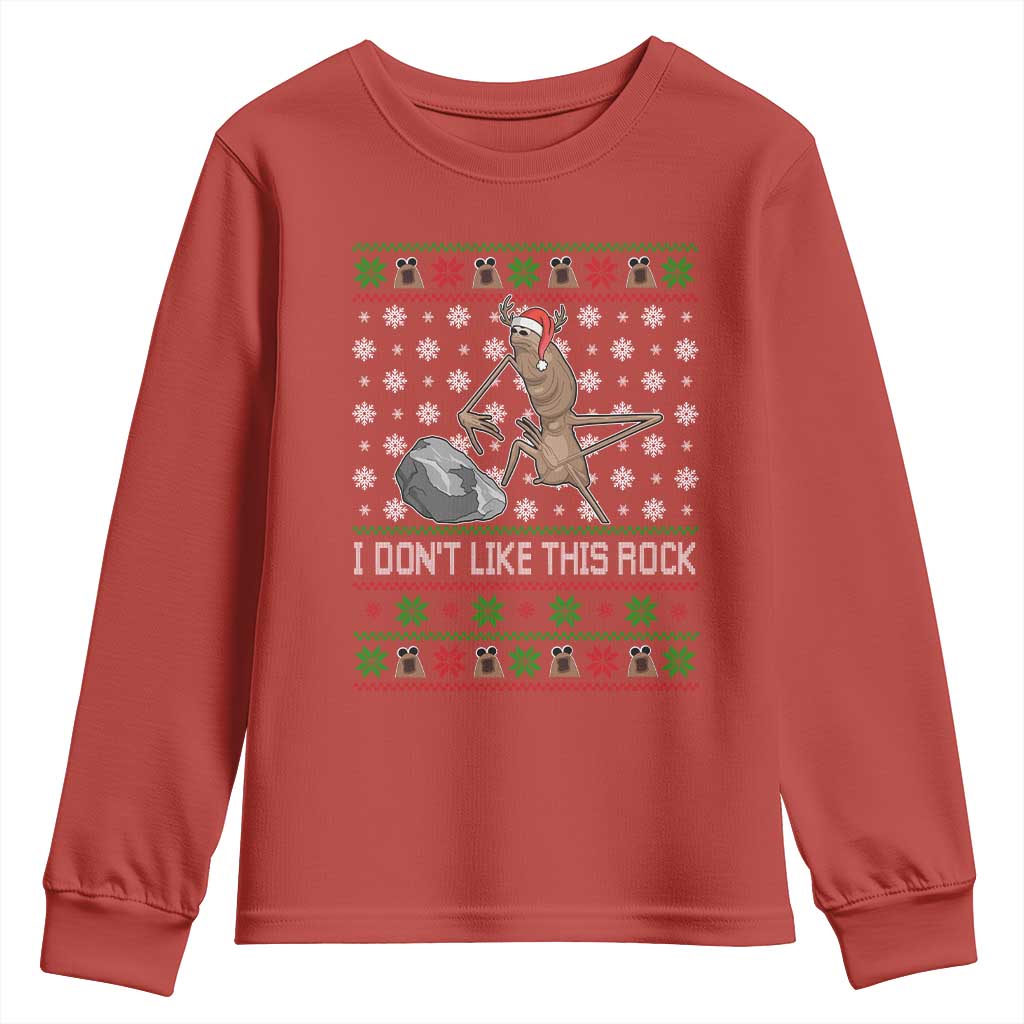 Funny Marcus The Worm Christmas Youth Sweatshirt I Dont Like This Rock Xmas Holiday - Wonder Print Shop