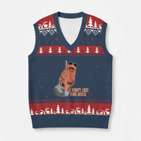 Funny Marcus The Worm V-Neck Knit Sweater Vest I Dont Like This Rock Meme - Wonder Print Shop
