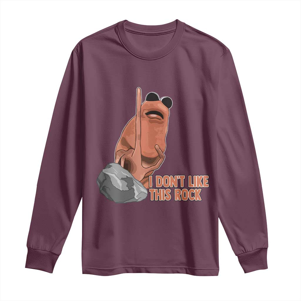 Funny Marcus The Worm Long Sleeve Shirt I Dont Like This Rock Meme - Wonder Print Shop