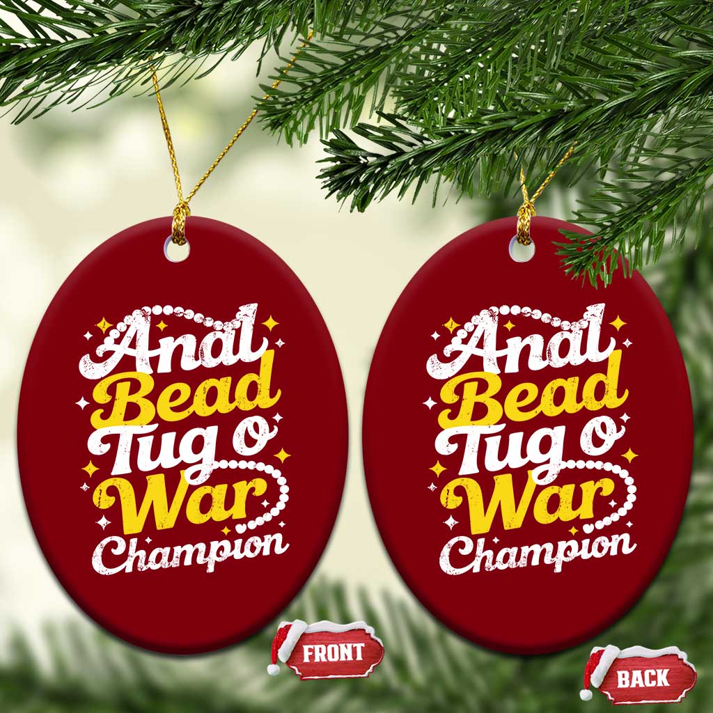 Funny Anal Bead Tug O War Ceramic Ornament Inappropriate Adult Humor Weird Cringe - Wonder Print Shop