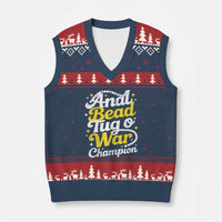 Funny Anal Bead Tug O War V-Neck Knit Sweater Vest Inappropriate Adult Humor Weird Cringe - Wonder Print Shop