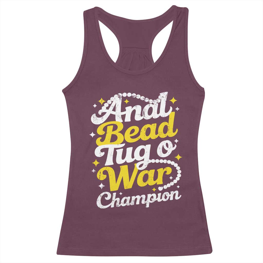 Funny Anal Bead Tug O War Racerback Tank Top Inappropriate Adult Humor Weird Cringe - Wonder Print Shop