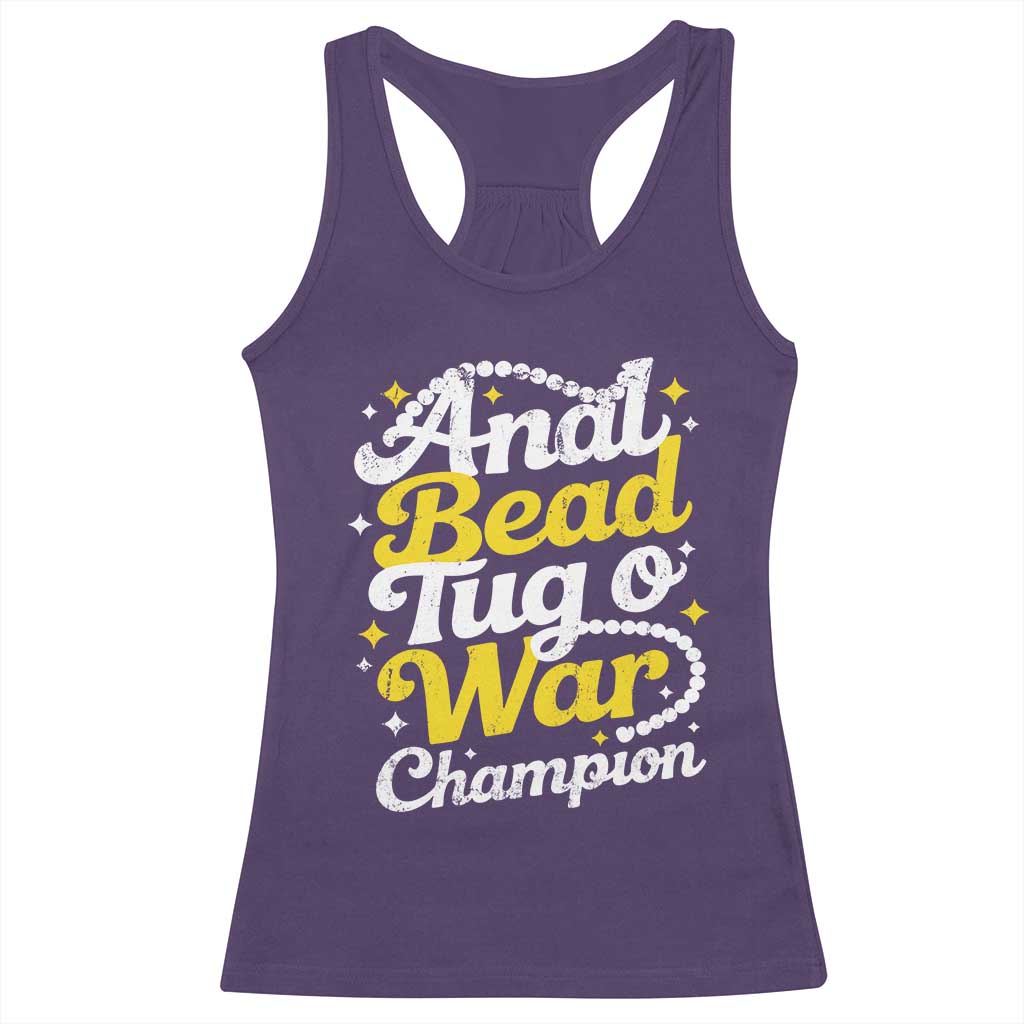 Funny Anal Bead Tug O War Racerback Tank Top Inappropriate Adult Humor Weird Cringe - Wonder Print Shop