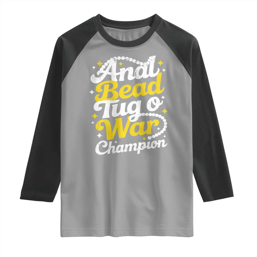 Funny Anal Bead Tug O War Raglan Shirt Inappropriate Adult Humor Weird Cringe - Wonder Print Shop