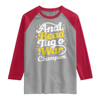 Funny Anal Bead Tug O War Raglan Shirt Inappropriate Adult Humor Weird Cringe - Wonder Print Shop