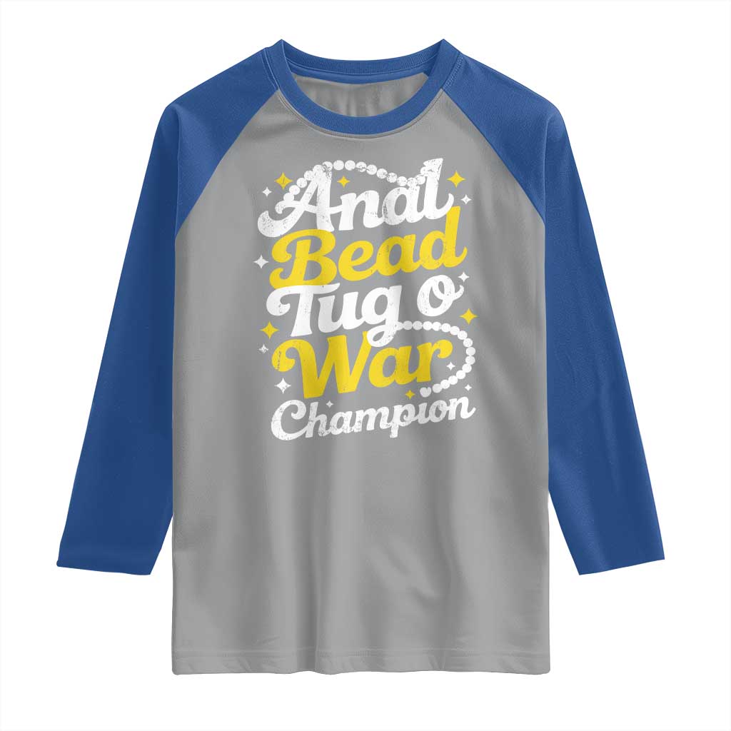 Funny Anal Bead Tug O War Raglan Shirt Inappropriate Adult Humor Weird Cringe - Wonder Print Shop