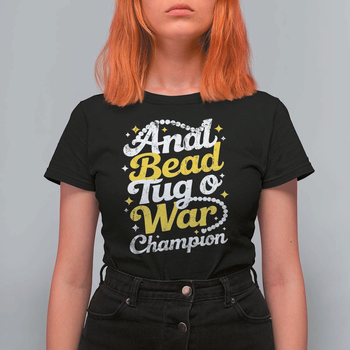 Funny Anal Bead Tug O War T Shirt For Women Inappropriate Adult Humor Weird Cringe - Wonder Print Shop