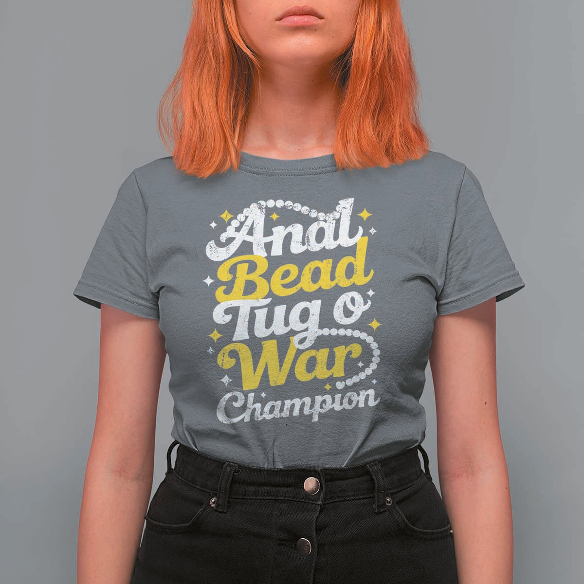 Funny Anal Bead Tug O War T Shirt For Women Inappropriate Adult Humor Weird Cringe - Wonder Print Shop